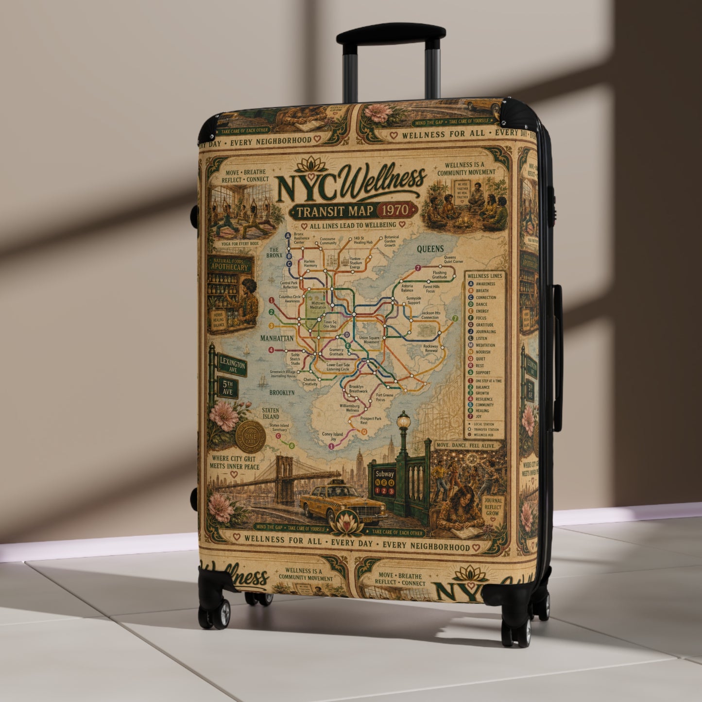 NYC Vintage Transit Map Suitcase – Retro New York Luggage