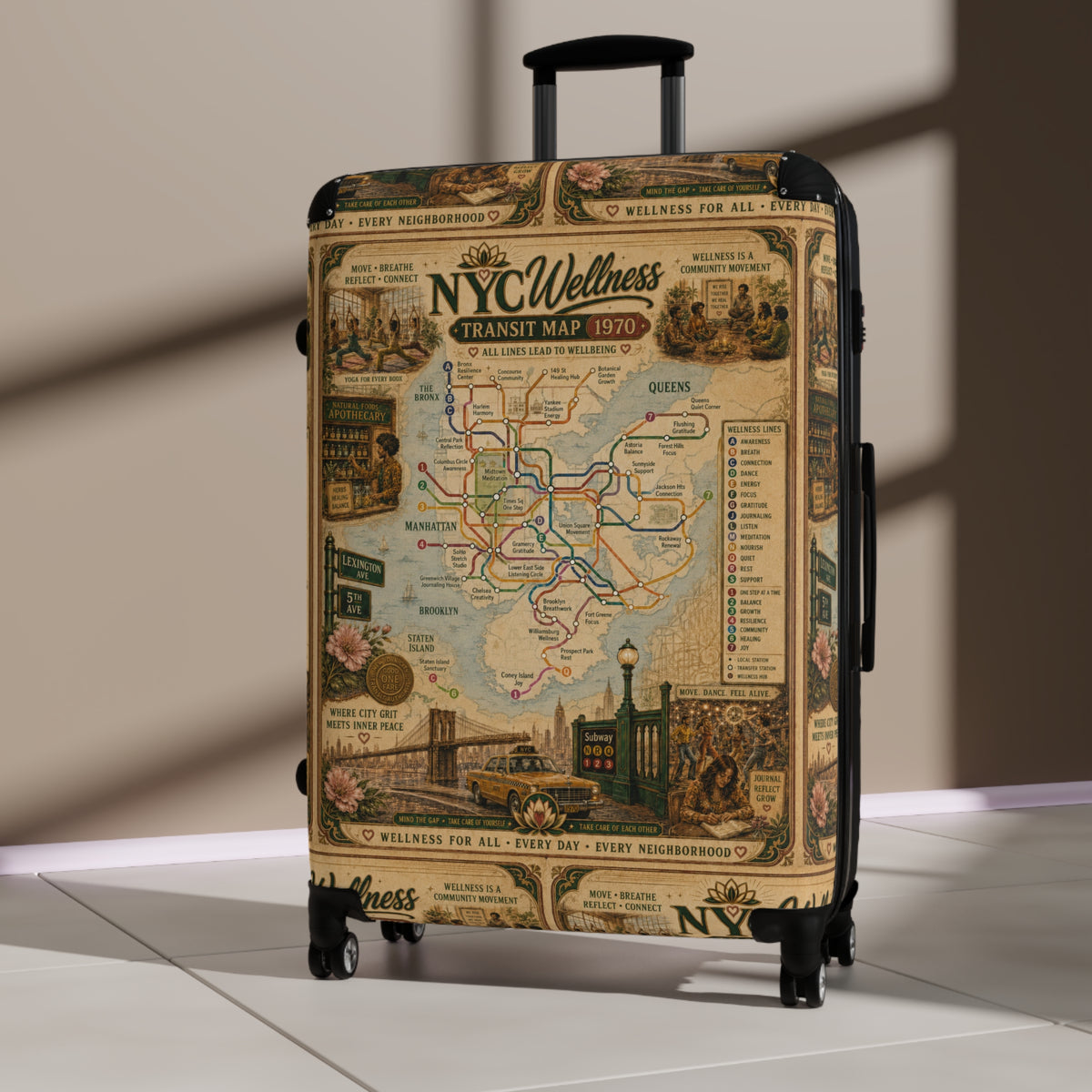 NYC Vintage Transit Map Suitcase – Retro New York Luggage