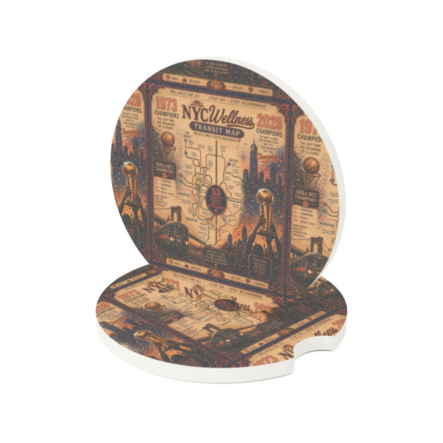 Soapstone Car Coaster — Vintage NYC Transit Map Design