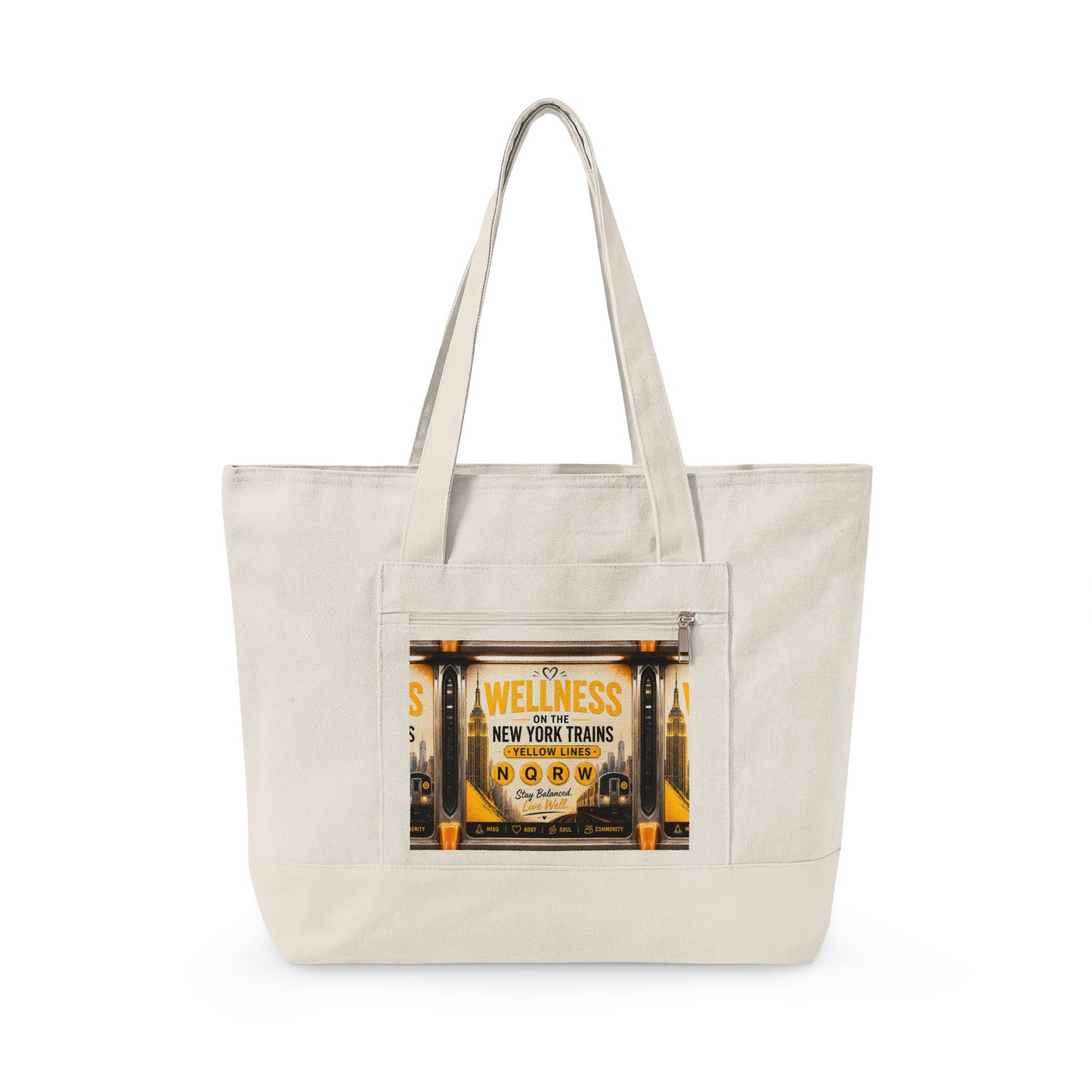 Wellness New York Transit Canvas Tote - Zippered Travel Shopper