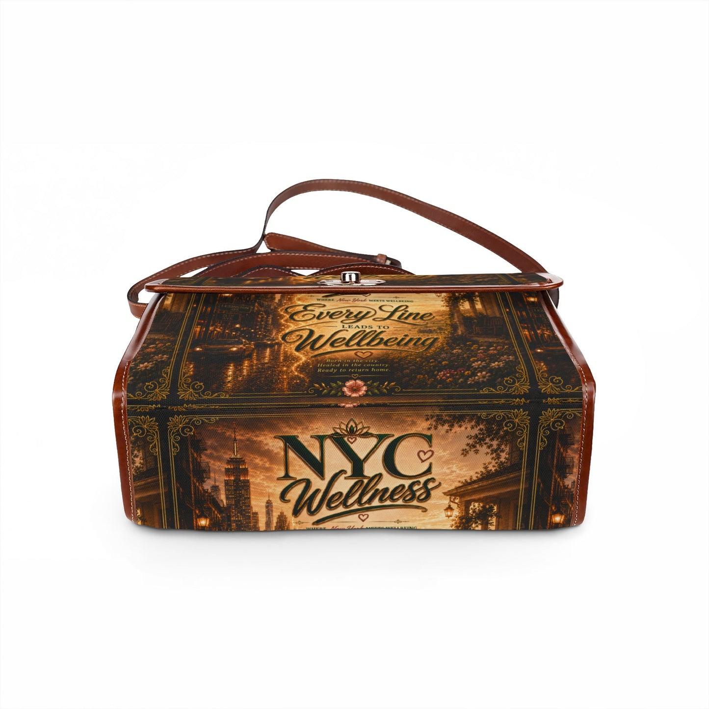 NYC Wellness Waterproof Canvas Bag — 'Every Line Leads to Wellbeing' Travel Tote