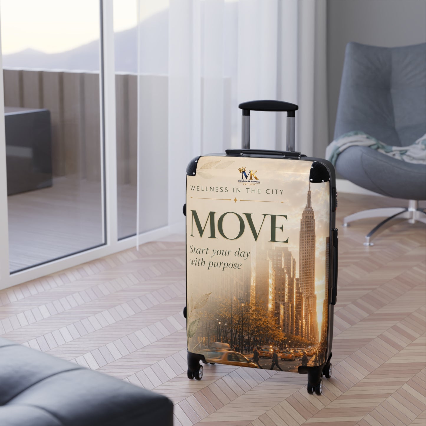 MOVE Motivational Carry-On Suitcase — 'Start Your Day With Purpose' Travel Luggage