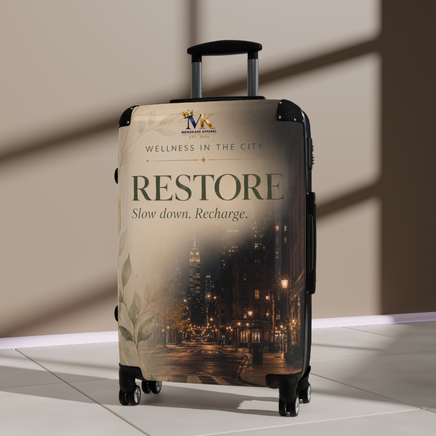 RESTORE Travel Suitcase – Wellness in the City Carry-On ("Slow down. Recharge.")