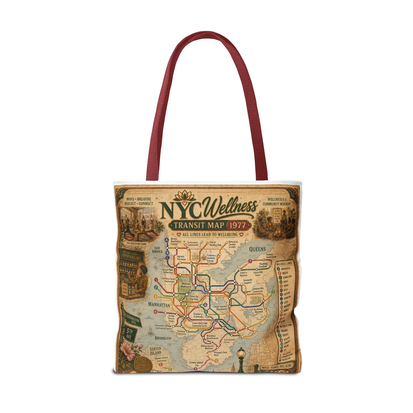Vintage NYC Transit Map Tote Bag – 1977 Retro Subway Map All-Over Print