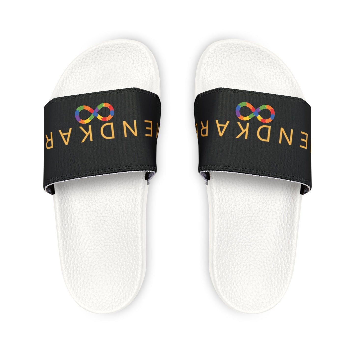 Youth Slide Sandals — Rainbow 'MendKare' Logo Adjustable Strap