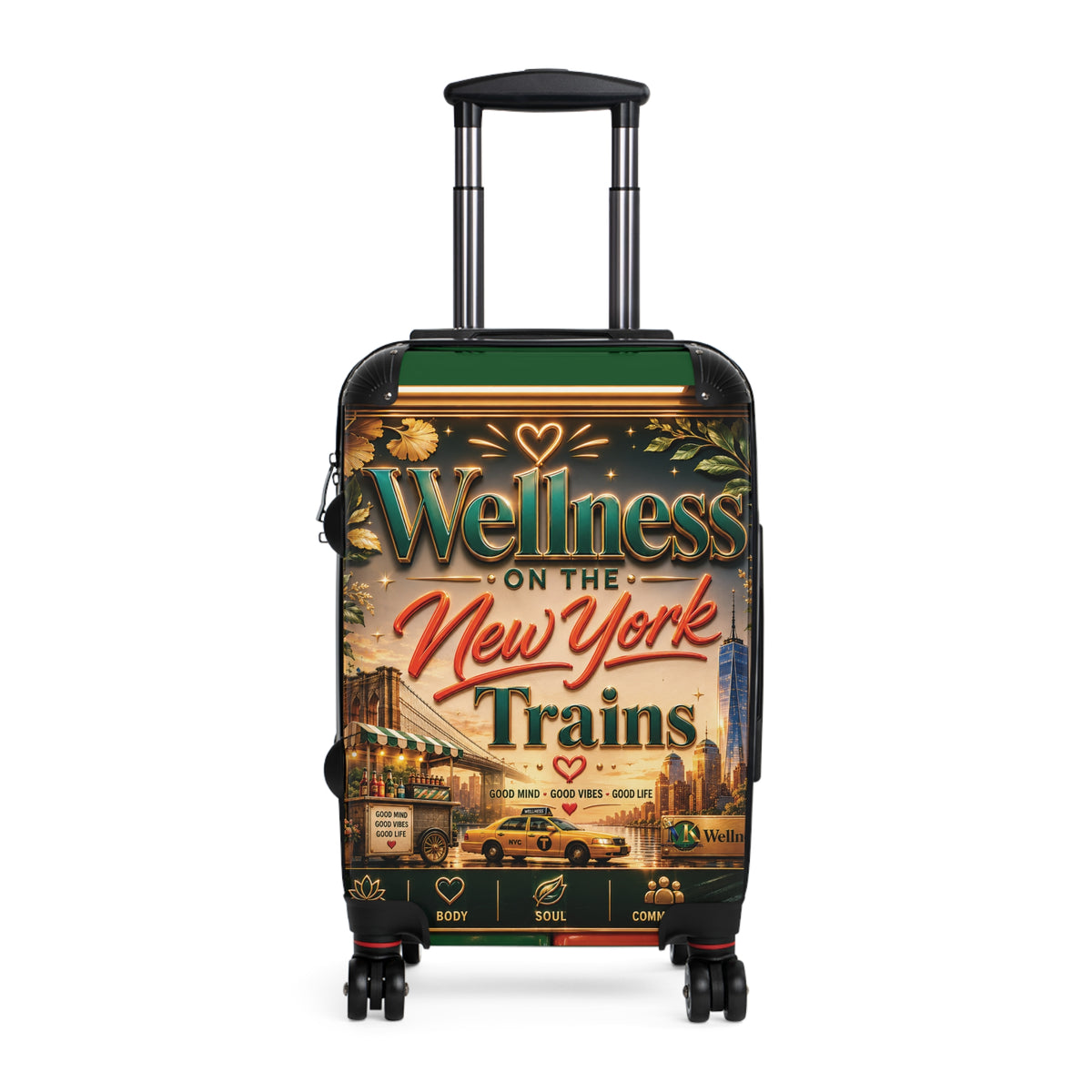 Carry-On Suitcase — "Wellness on the New York Trains" Vintage Travel Luggage
