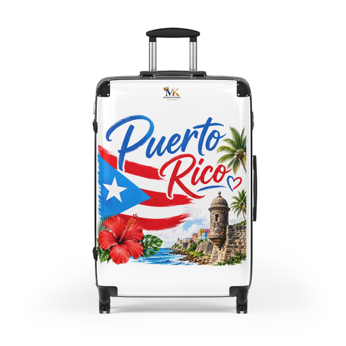 Puerto Rico Carry-On Suitcase – Tropical Flag Design with Hibiscus & Old San Juan