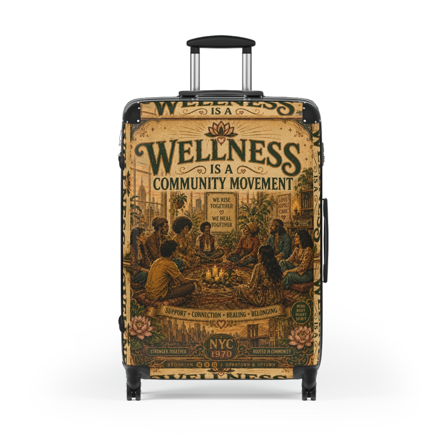 Wellness Community Movement Carry-On Suitcase — Vintage Group Gathering Travel Luggage
