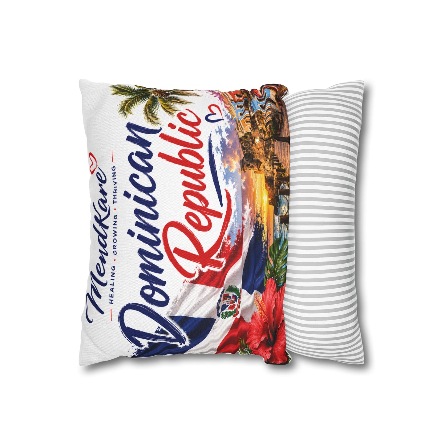 Dominican Republic Decorative Pillowcase – Tropical Flag Sunset Design