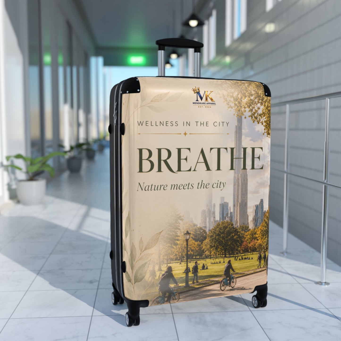 Breathe Cityscape Carry-On Suitcase — Nature Meets the City Travel Luggage