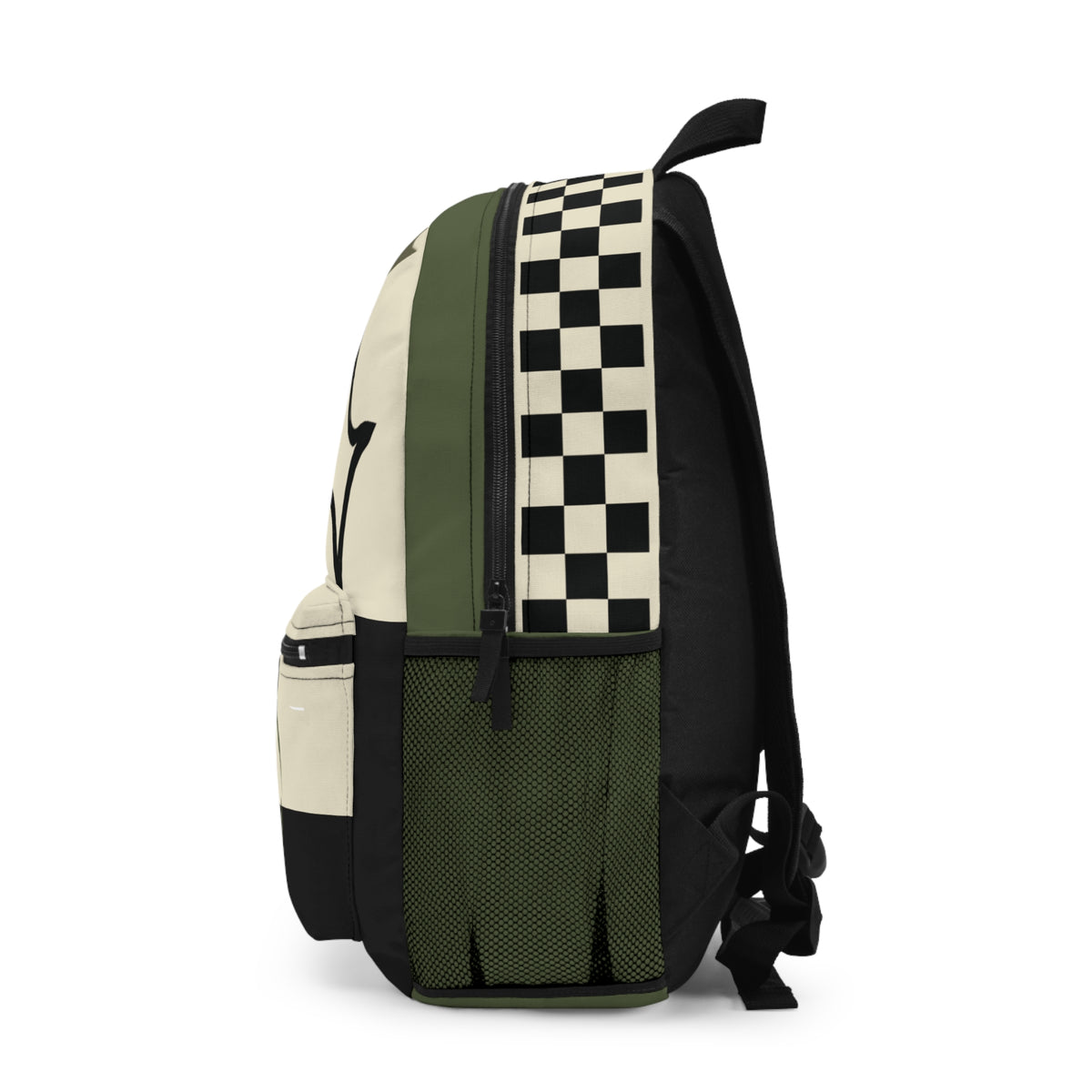 Retro Olive Checkerboard & Sparkle Backpack