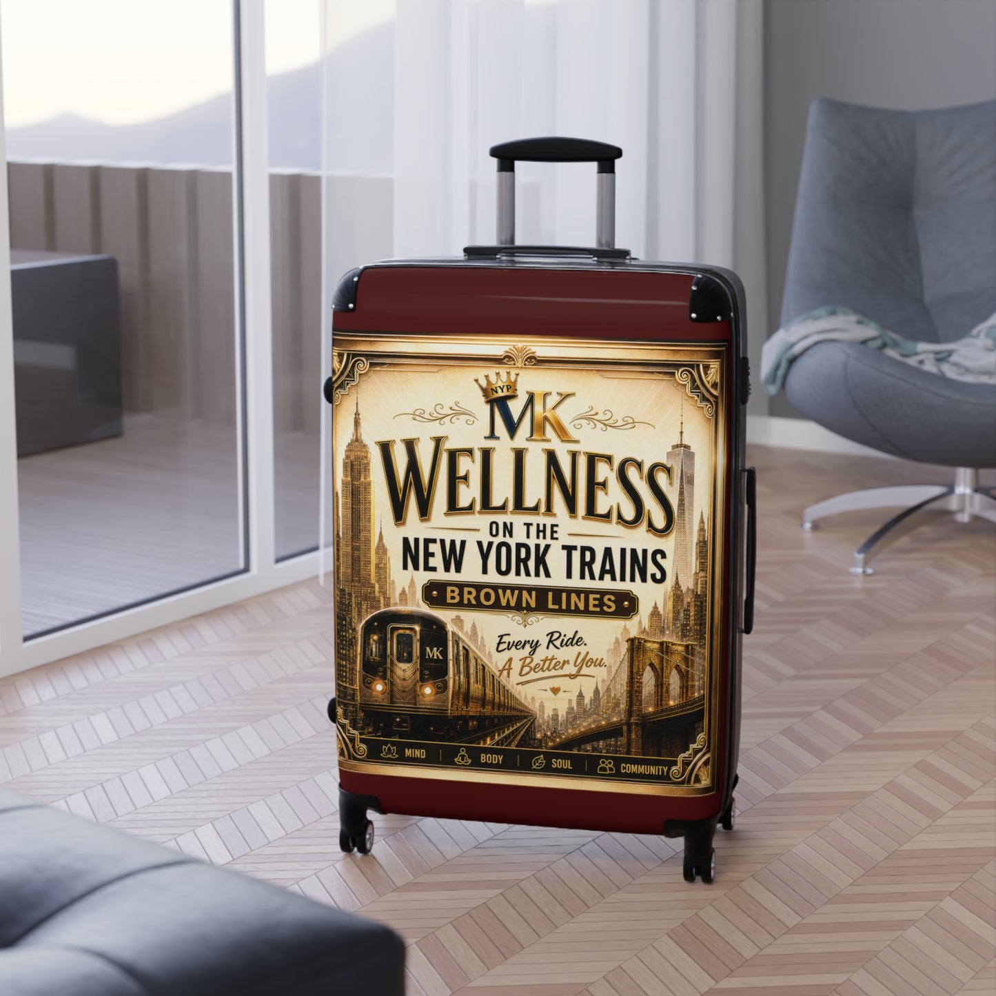 Suitcase - 'MK Wellness on the New York Trains' Vintage Subway Graphic Carry-On