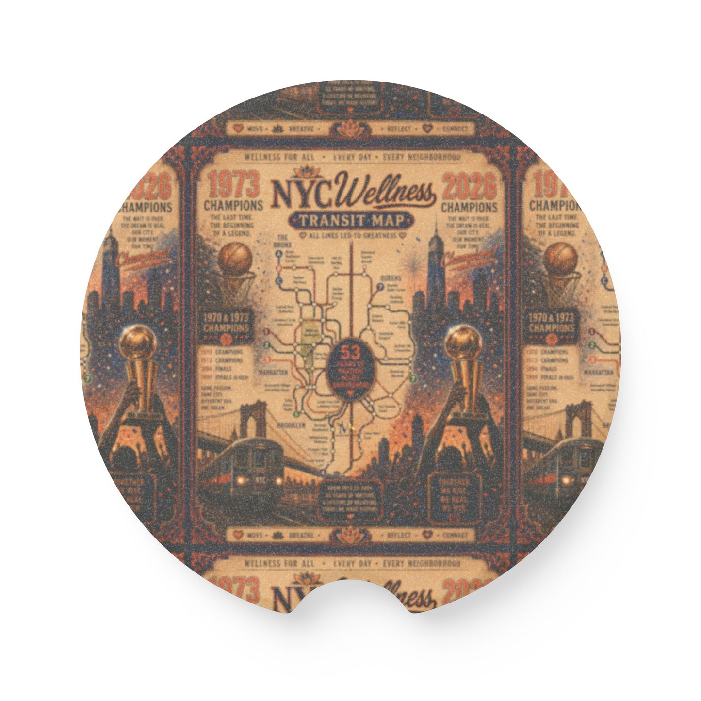 Soapstone Car Coaster — Vintage NYC Transit Map Design