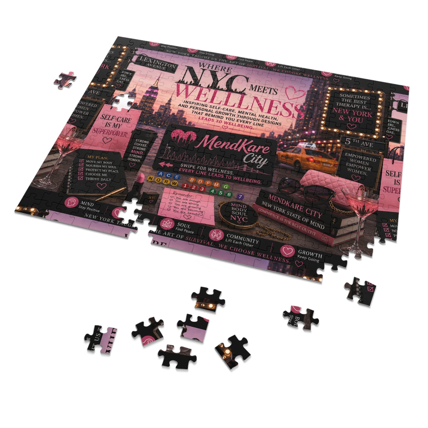 NYC Wellness Jigsaw Puzzle with Tin – 'Where NYC Meets Wellness' Inspirational Puzzle Gift