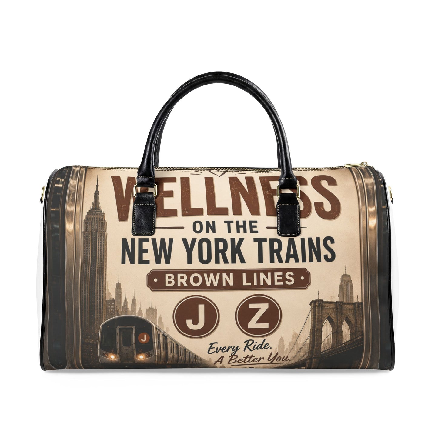 Travel Bag — 'Wellness on the New York Trains' Vintage NYC Weekend Duffle