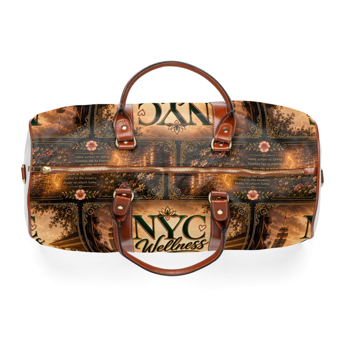 NYC Wellness Waterproof Travel Bag — Urban Sunrise Duffle for Weekend Getaways
