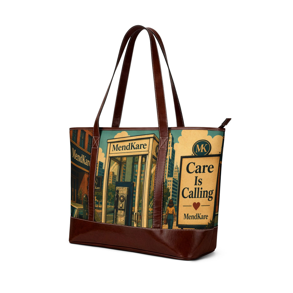 Vintage Apothecary Handbag — 'MendKare' Retro Pharmacy Print Tote
