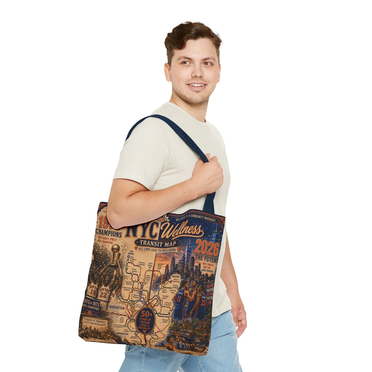 NYC Vintage Transit Map Tote Bag — Retro New York City Map Design