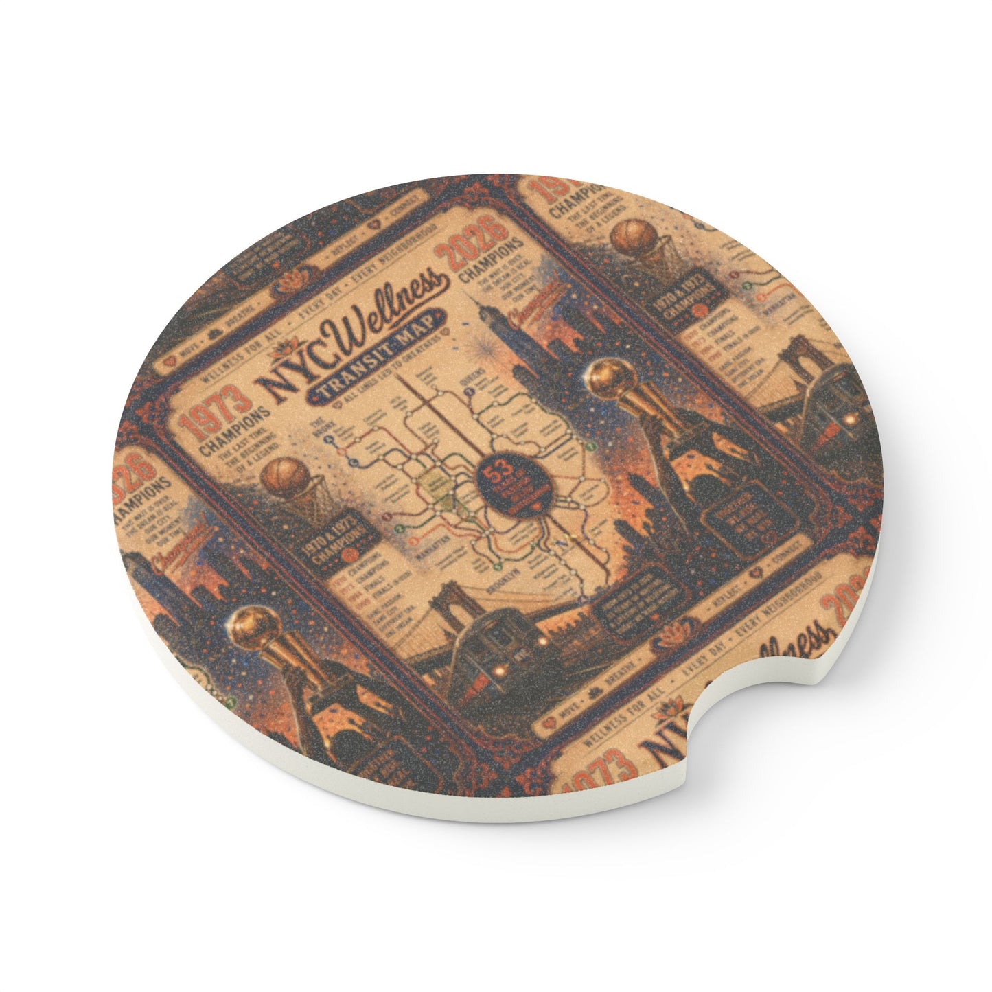 Soapstone Car Coaster — Vintage NYC Transit Map Design