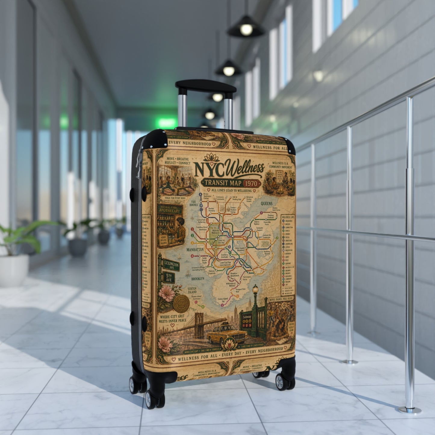 NYC Vintage Transit Map Suitcase – Retro New York Luggage