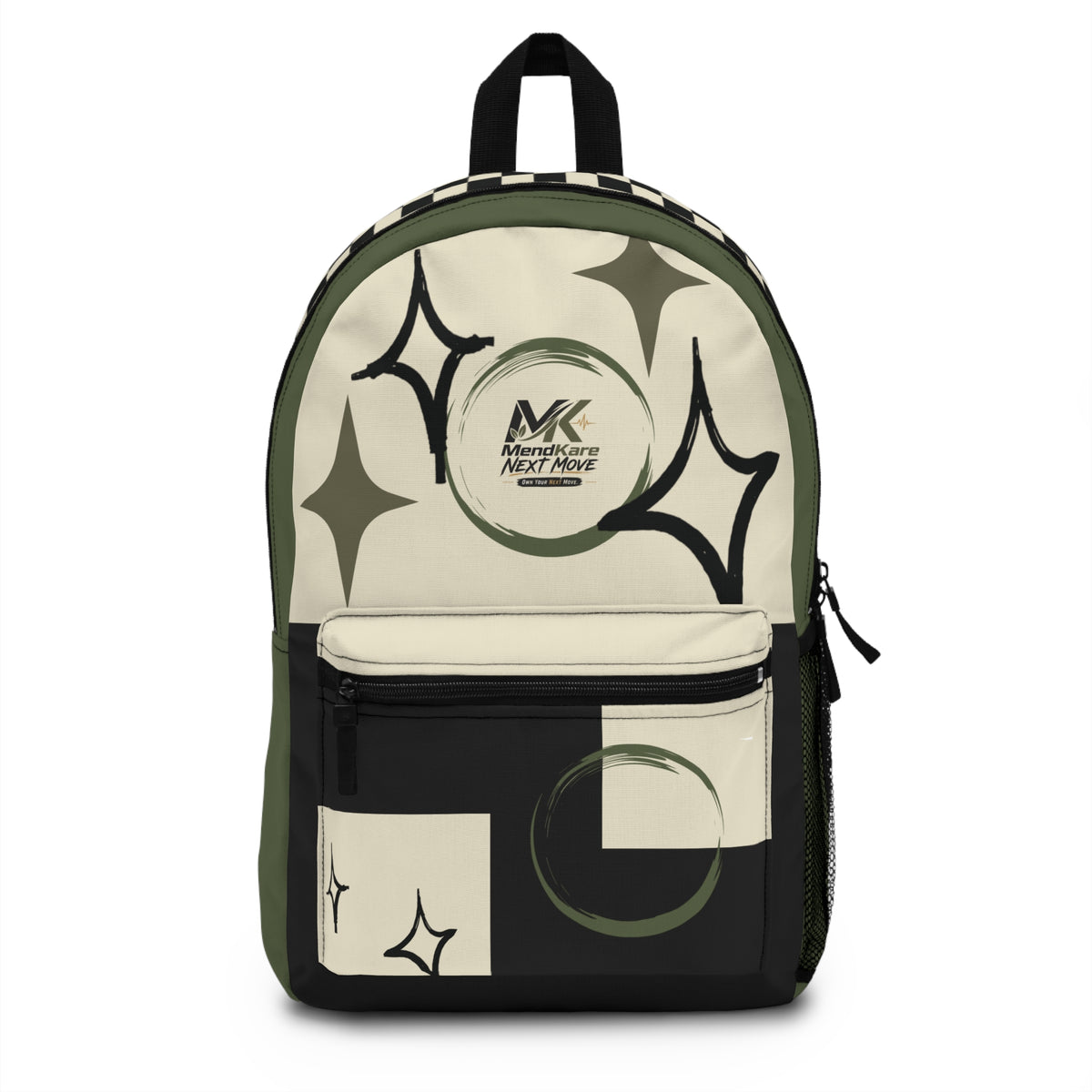Retro Olive Checkerboard & Sparkle Backpack