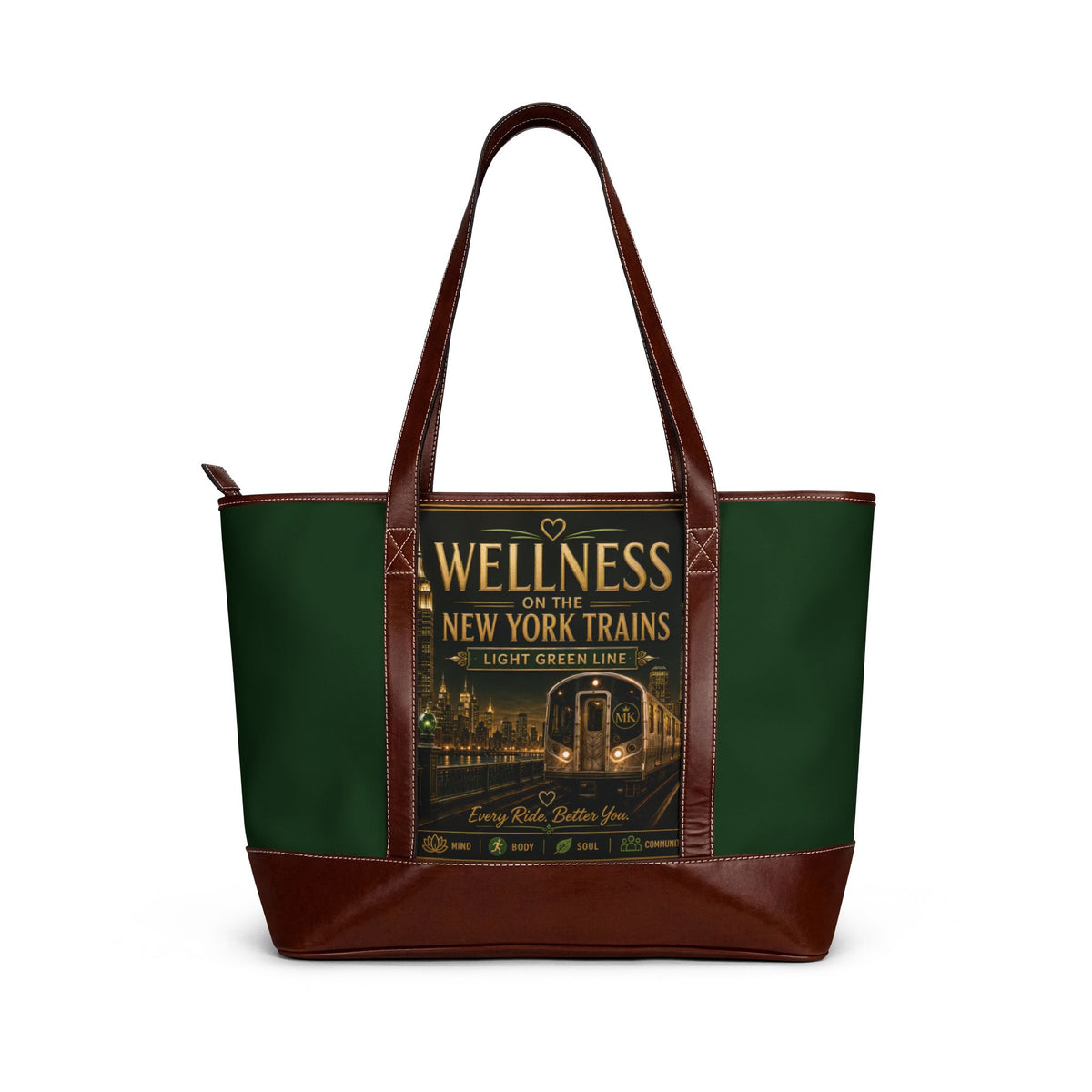 Wellness on the New York Trains Handbag — Vintage Subway Green