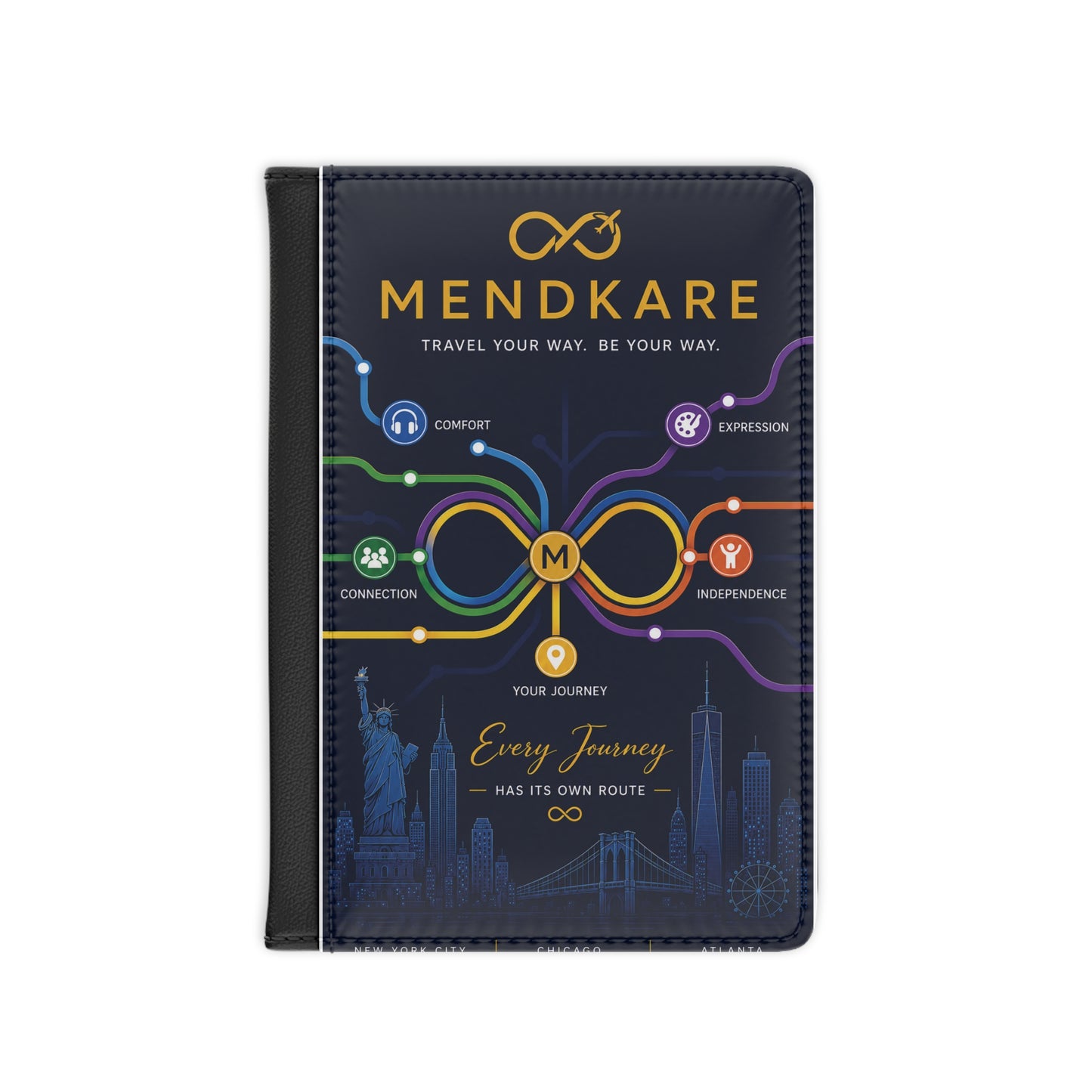 Mendkare Infinity Design Passport Cover — 'Every Journey Has Its Own Route' Travel Wallet