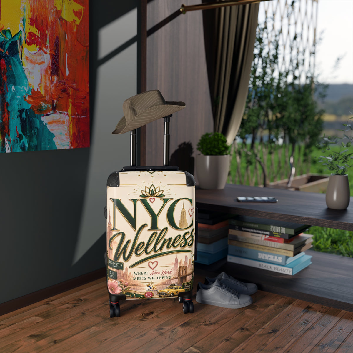 NYC Wellness Carry-On Suitcase — "Where New York Meets Wellbeing" Travel Luggage