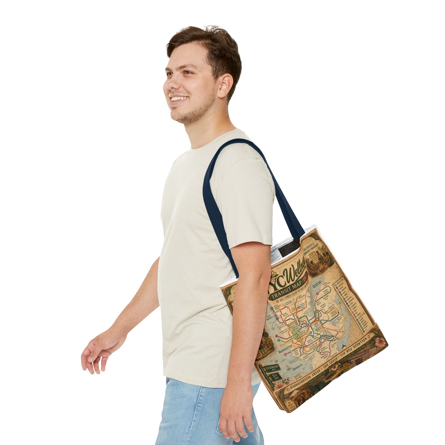 Vintage NYC Transit Map Tote Bag – 1977 Retro Subway Map All-Over Print