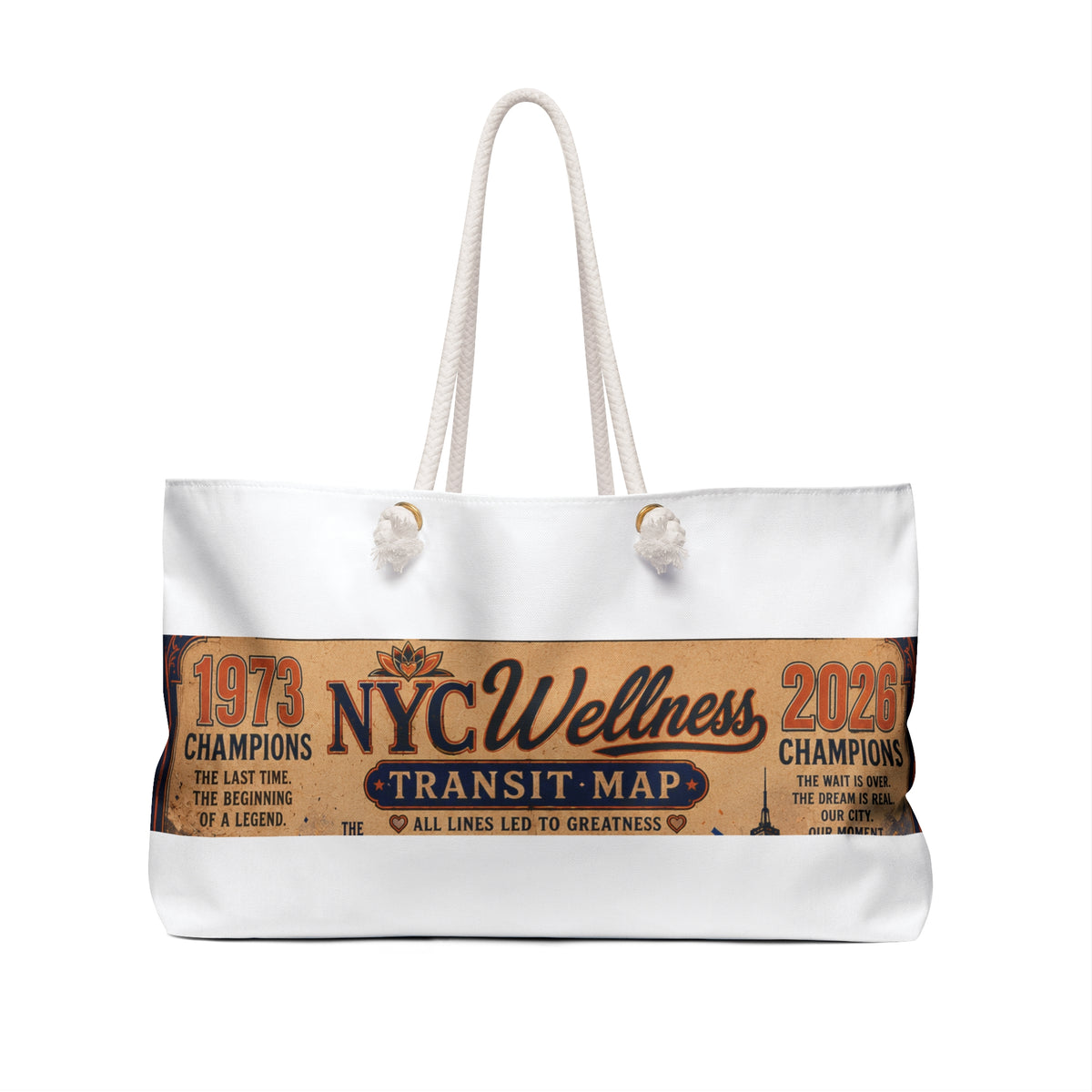 NYC Wellness Transit Map Weekender Bag — Vintage Subway Map Tote for Travel & Gym