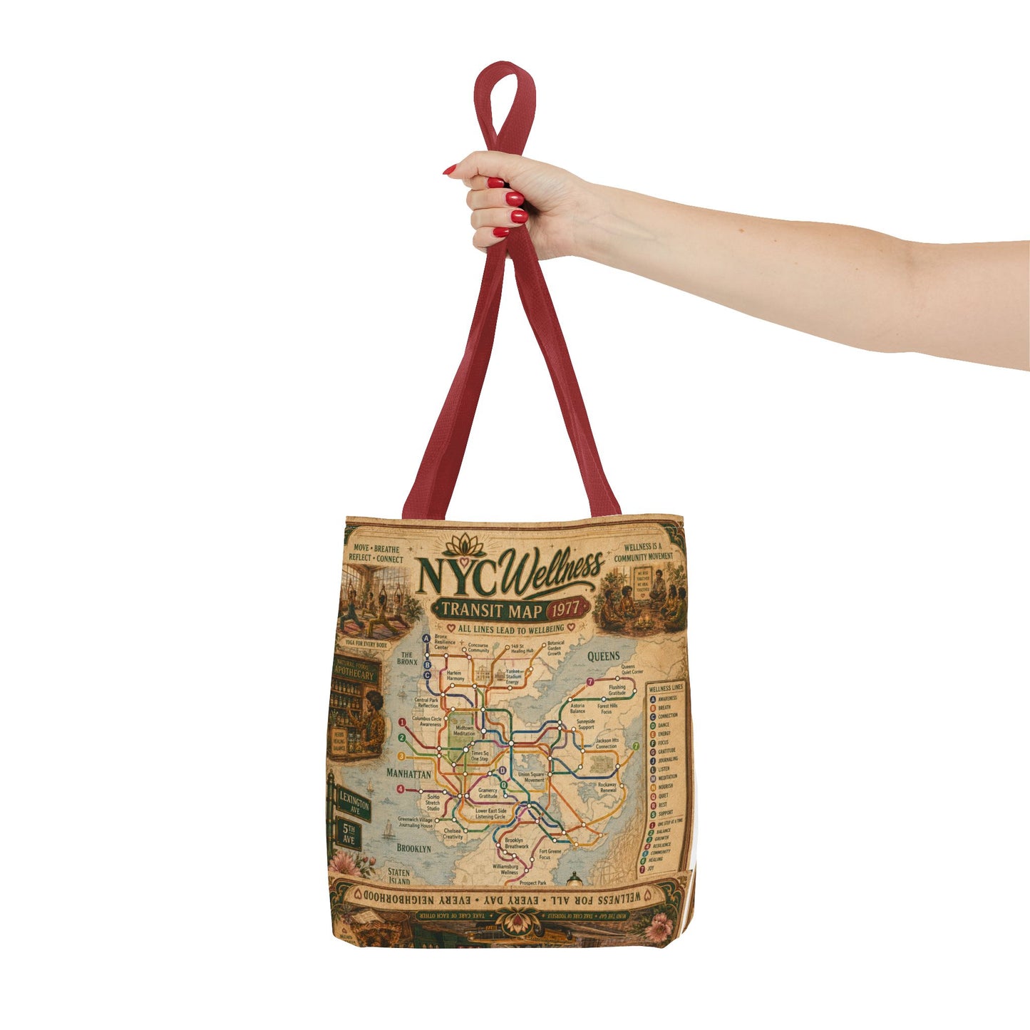 Vintage NYC Transit Map Tote Bag – 1977 Retro Subway Map All-Over Print