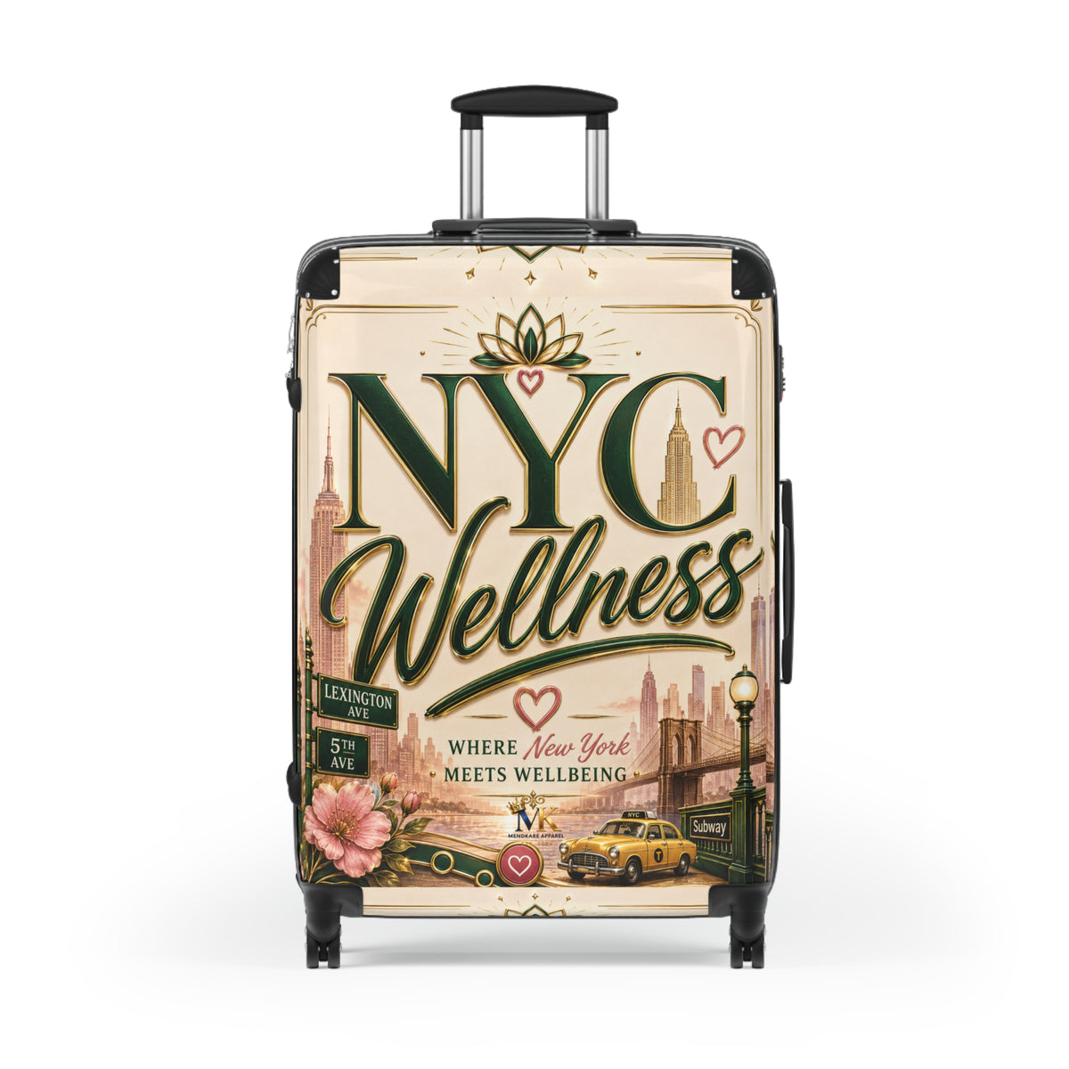 NYC Wellness Carry-On Suitcase — "Where New York Meets Wellbeing" Travel Luggage