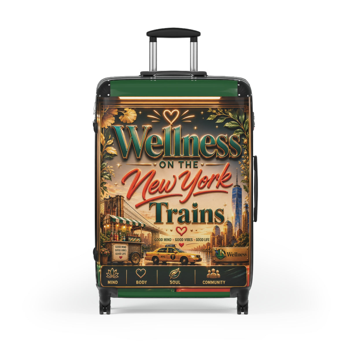 Carry-On Suitcase — "Wellness on the New York Trains" Vintage Travel Luggage
