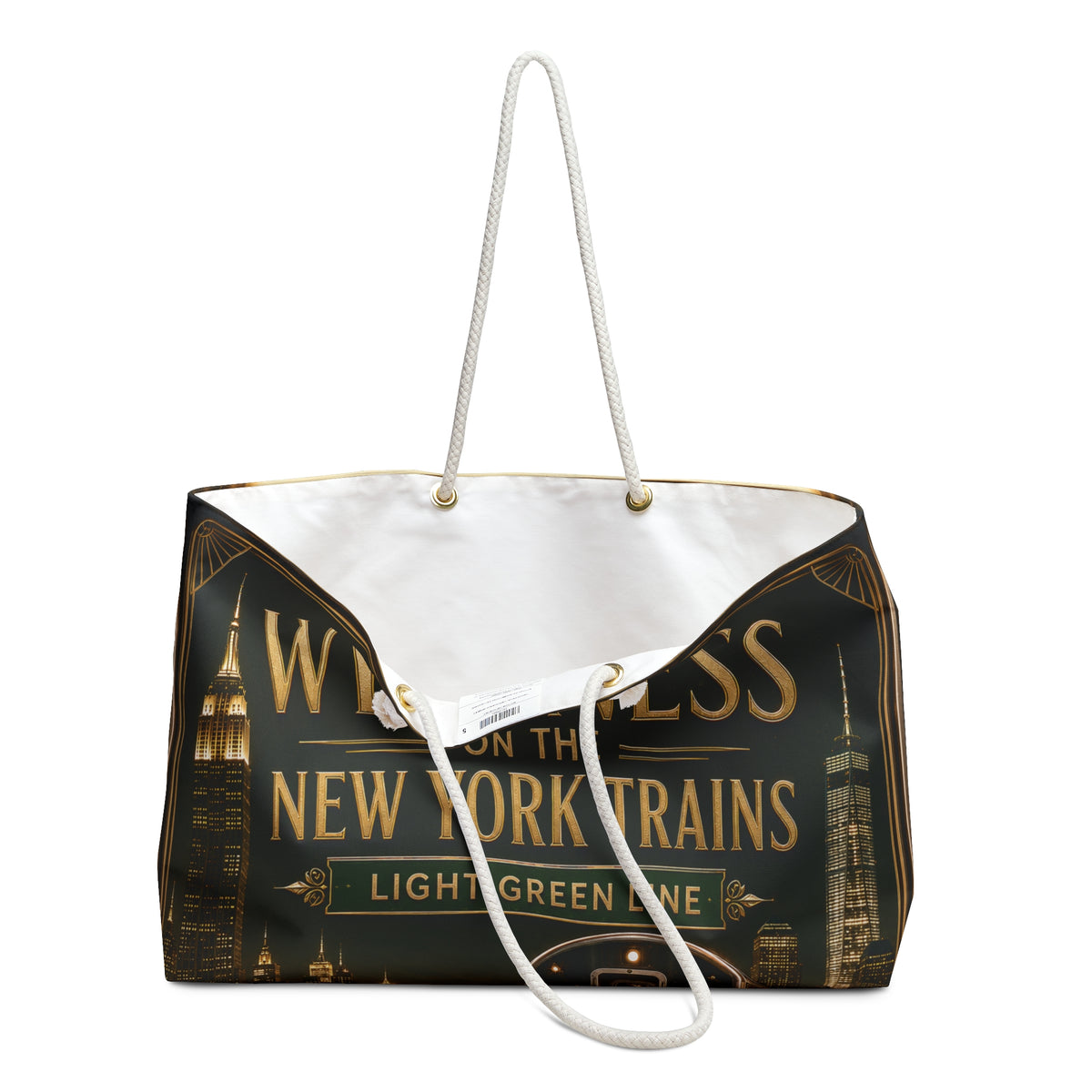 Wellness on the New York Trains Weekender Bag – Light Green Line Travel Tote