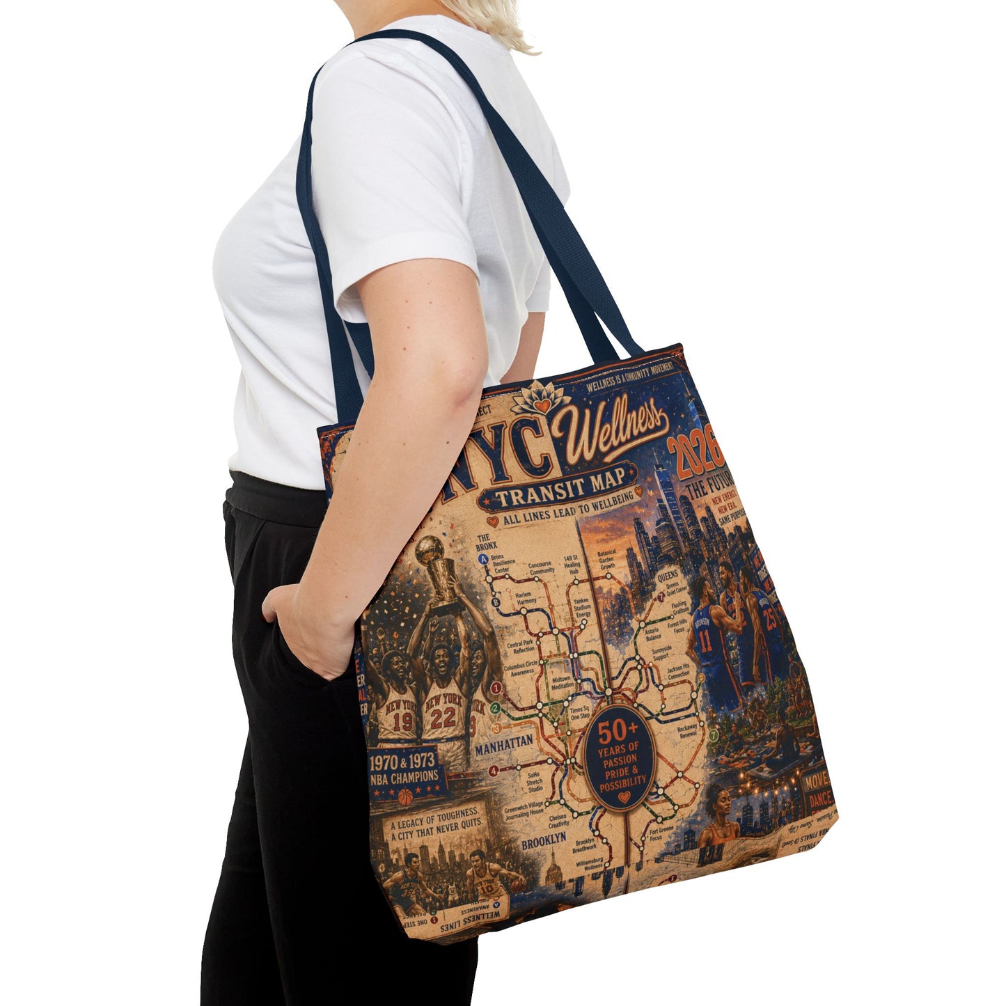 NYC Vintage Transit Map Tote Bag — Retro New York City Map Design