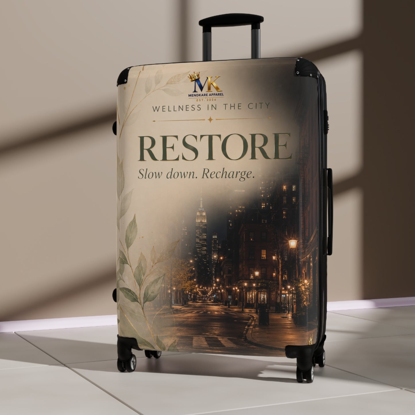 RESTORE Travel Suitcase – Wellness in the City Carry-On ("Slow down. Recharge.")