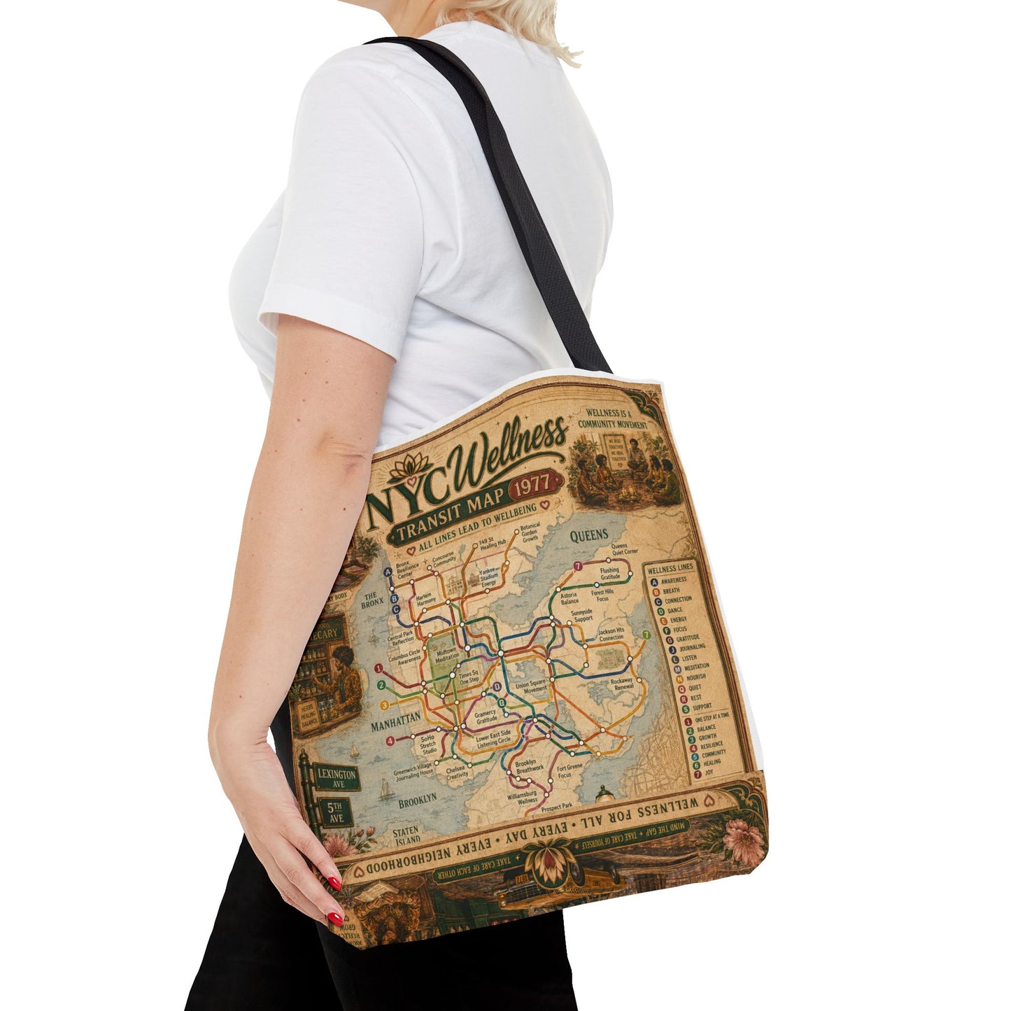 Vintage NYC Transit Map Tote Bag – 1977 Retro Subway Map All-Over Print