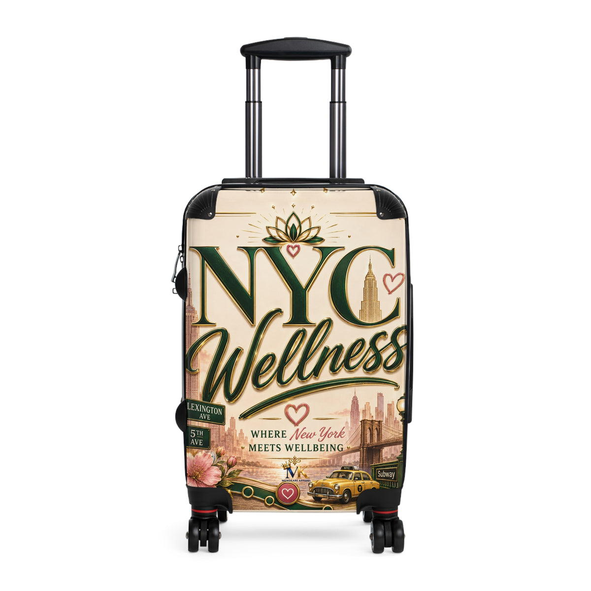 NYC Wellness Carry-On Suitcase — "Where New York Meets Wellbeing" Travel Luggage