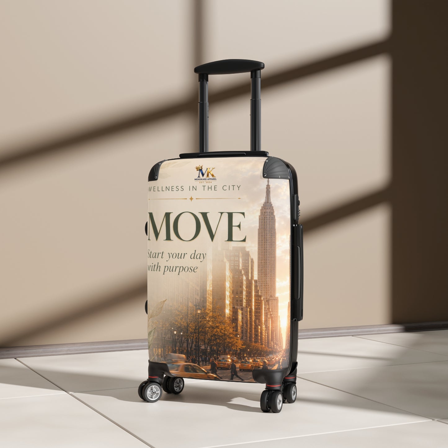 MOVE Motivational Carry-On Suitcase — 'Start Your Day With Purpose' Travel Luggage
