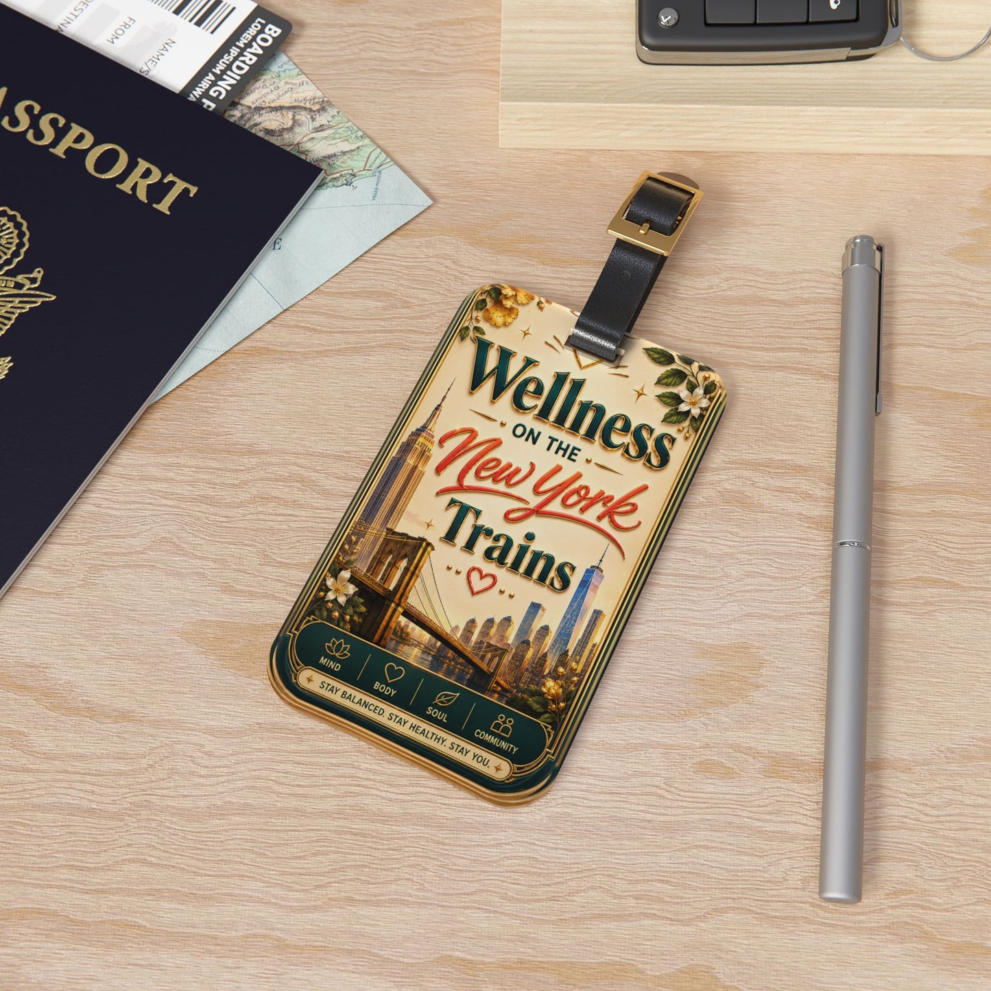 Wellness on the New York Trains Luggage Tag