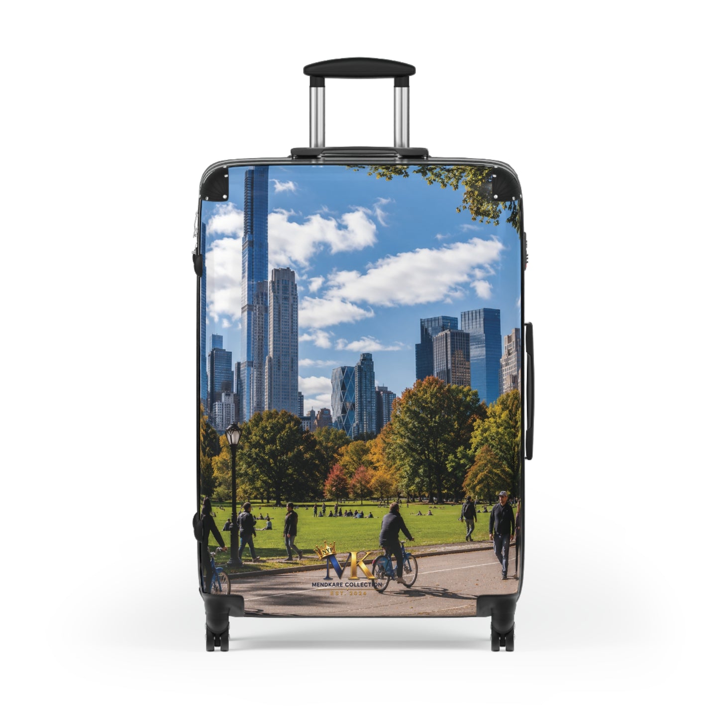 City Park Skyline Carry-On Suitcase – Urban Photography Luggage with Bicycle Scene