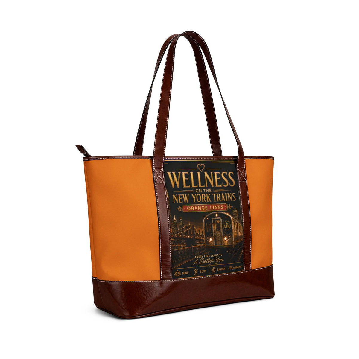 Wellness New York Trains Handbag – Retro Transit Tote for Urban Commuters