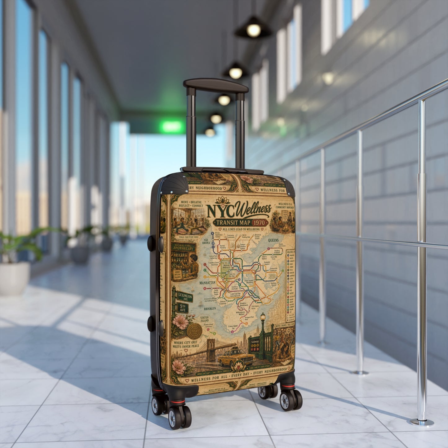 NYC Vintage Transit Map Suitcase – Retro New York Luggage