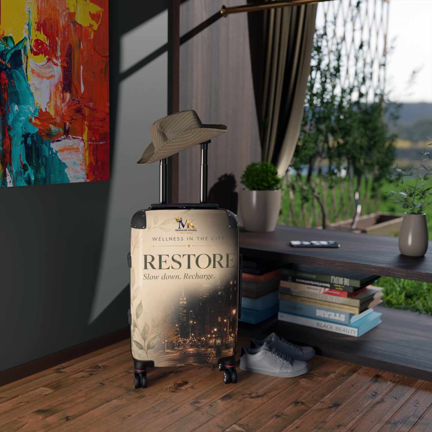 RESTORE Travel Suitcase – Wellness in the City Carry-On ("Slow down. Recharge.")