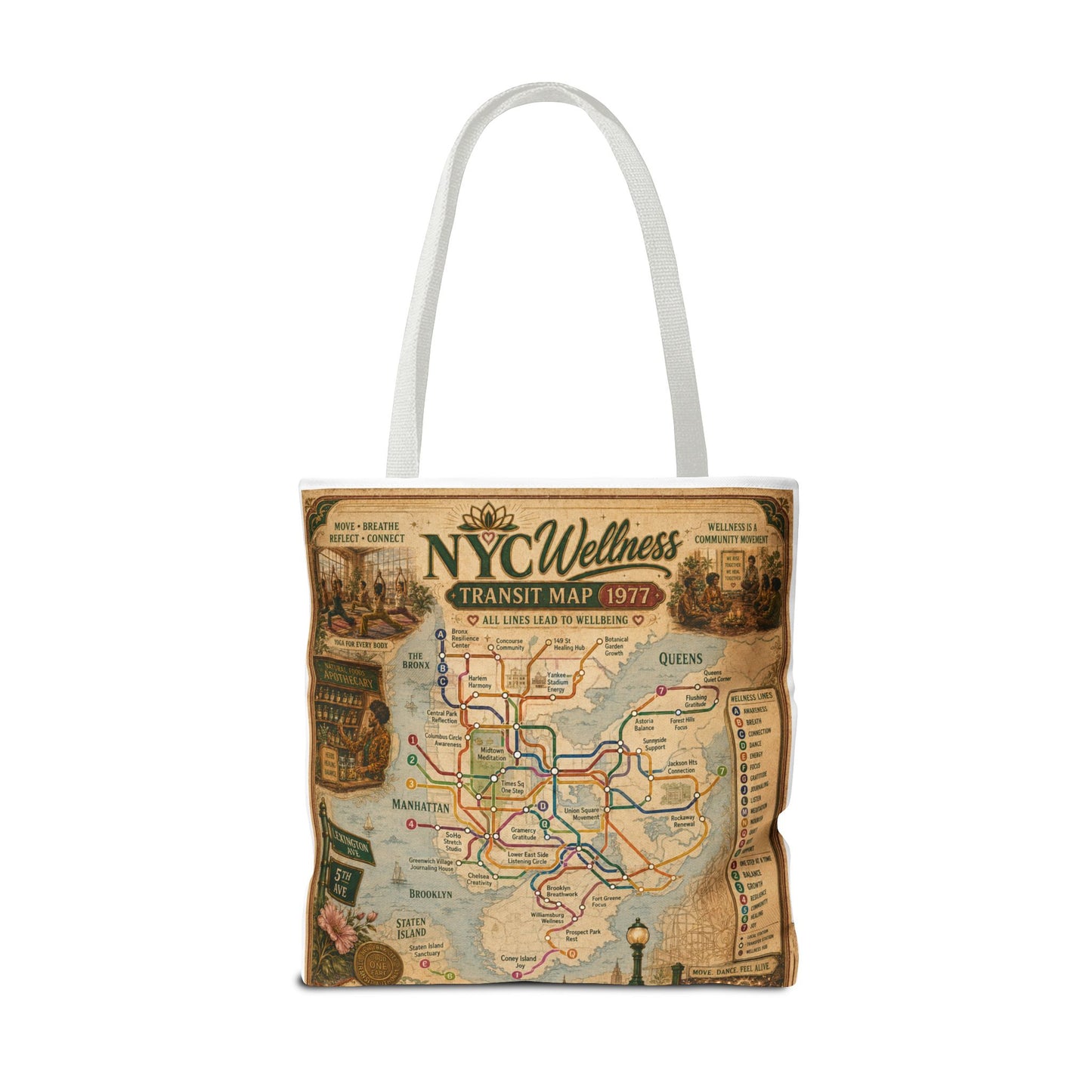 Vintage NYC Transit Map Tote Bag – 1977 Retro Subway Map All-Over Print