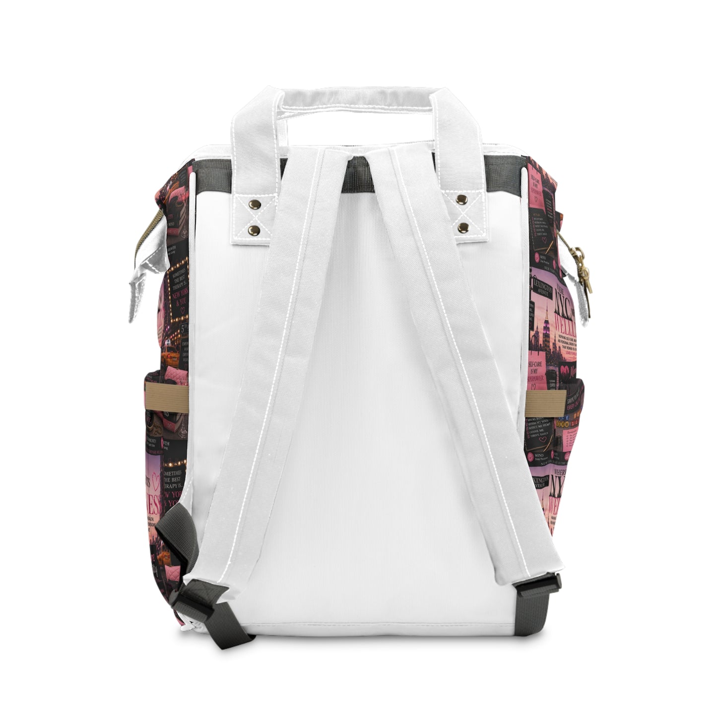 NYC Wellness Diaper Backpack — Multifunctional Baby Bag with Pink City Design