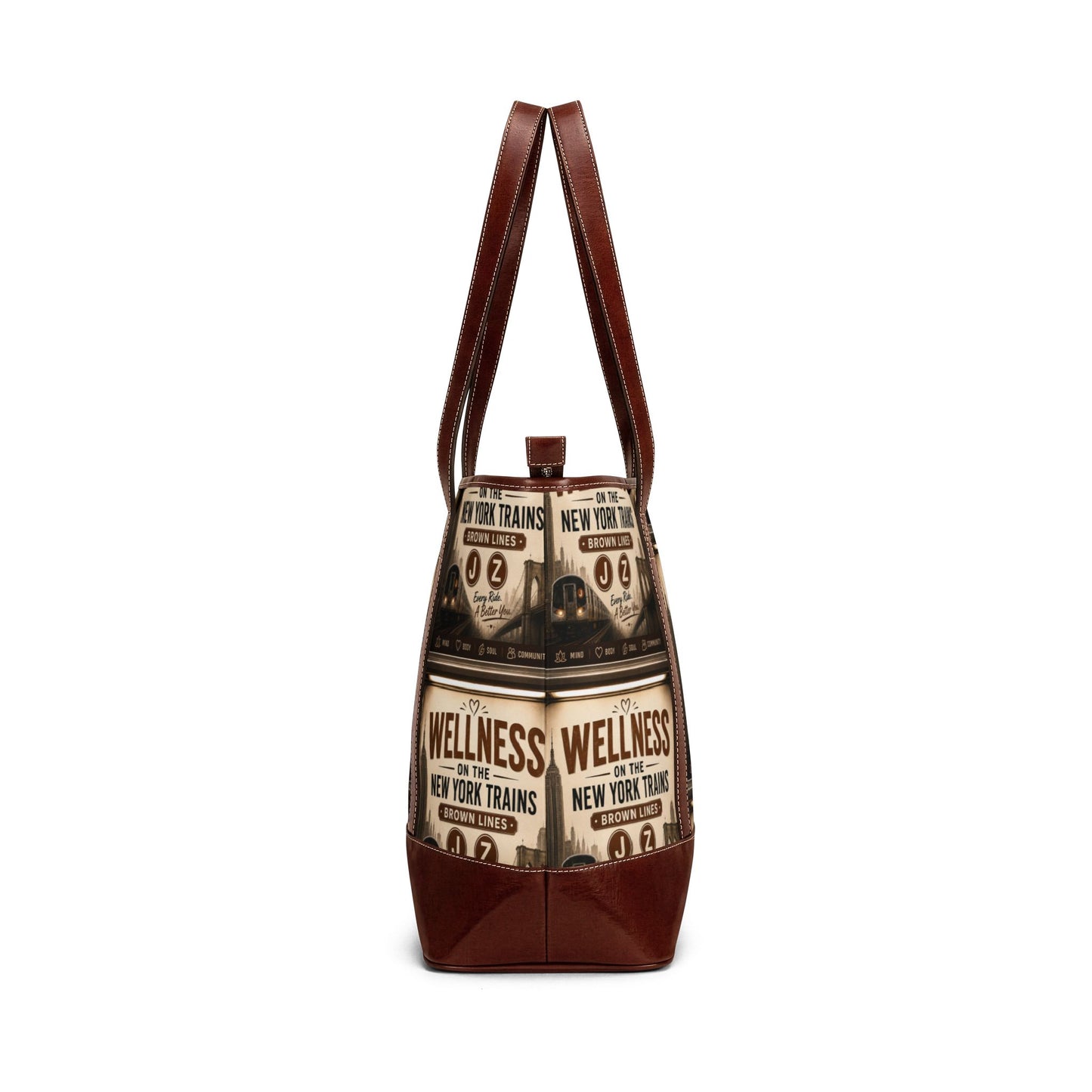 Wellness on the New York Trains Tote Bag — Vintage Subway Poster Shoulder Handbag