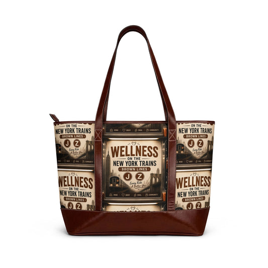 Wellness on the New York Trains Tote Bag — Vintage Subway Poster Shoulder Handbag