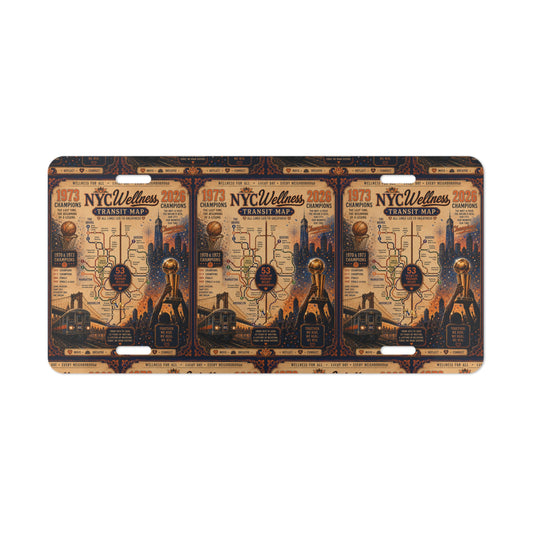 NYC Vintage Transit Map Vanity Plate — Retro New York License Decor