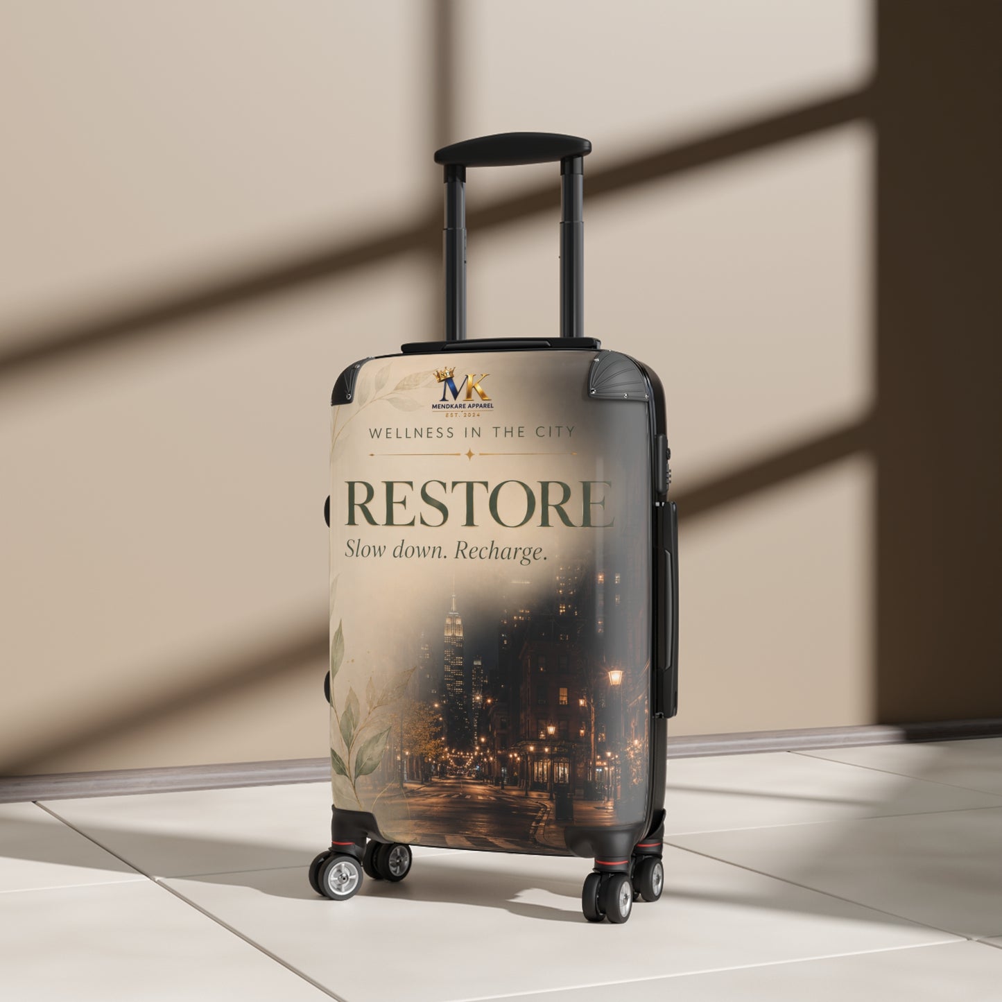 RESTORE Travel Suitcase – Wellness in the City Carry-On ("Slow down. Recharge.")